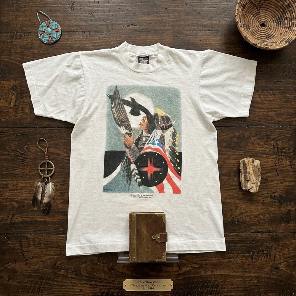 Vintage 1988 Jim Yellowhawk Medicine Man T-Shirt Mens Medium Sisapa Record Co